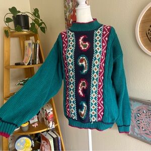 vintage patterned winter sweater ❄️
